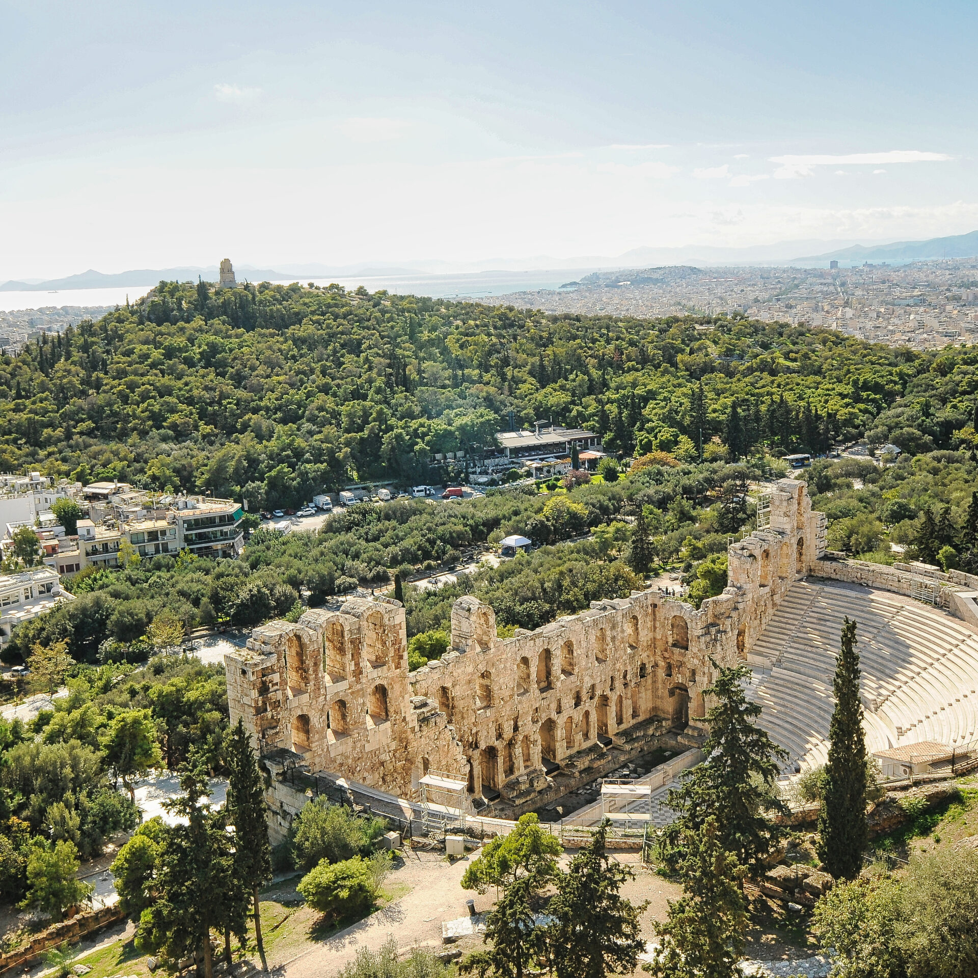 Ruinen des antiken Odeon Herodes Atticus Theaters in Athen, Griechenland