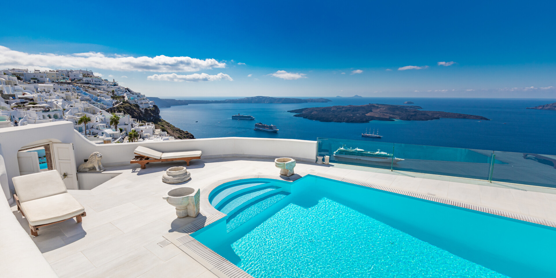 Unterkunft mit Pool und Meerblick